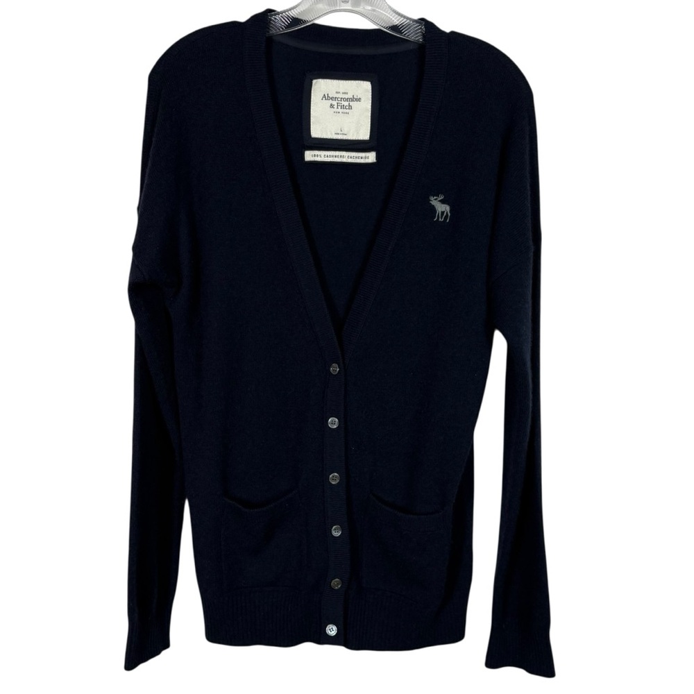 Abercrombie & Fitch Y2K Vintage Moose Logo Cashmere Fitted Button Down Cardigan